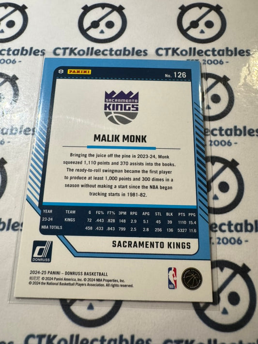 2024-25 NBA Panini Donruss Malik Monk Green Laser #126 Kings