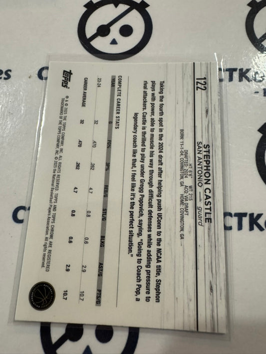 2024/25 Topps NBA Chrome Stephon Castle Rookie Green Logo Refractor #122 Spurs