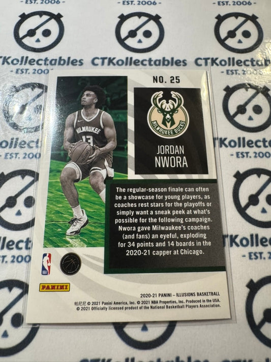 2020-21 NBA Panini Illusions Jordan Nwora Instant Impact RC Rookie #25 Bucks