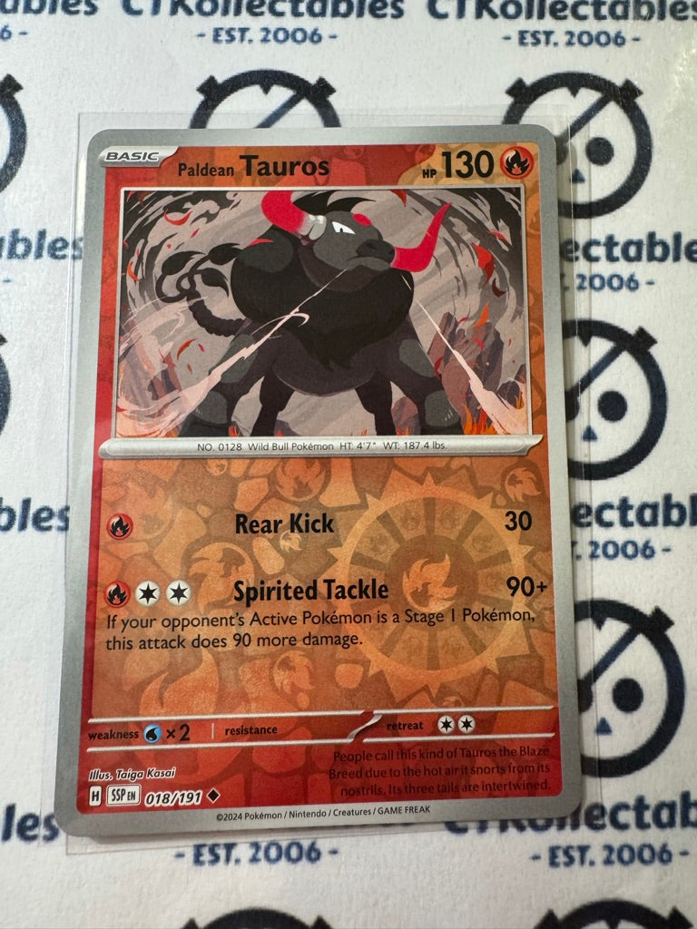 Paldean Tauros Reverse Holo #018/191 Surging Sparks Pokémon TCG 2024