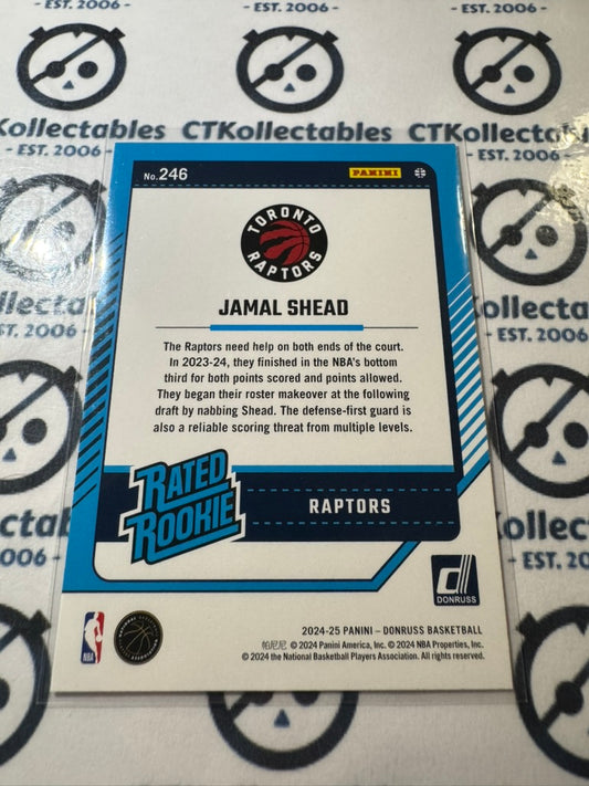 2024-25 NBA Panini Donruss Jamal Shead Rated rookie RC #246 Raptors