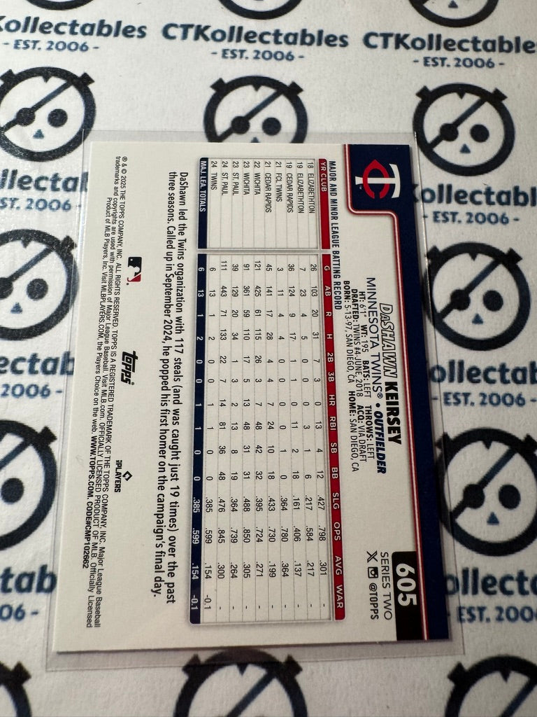 2025 Topps Series 2 Baseball Rookie Card #605 DaShawn Keirsey Minnesota Twins R