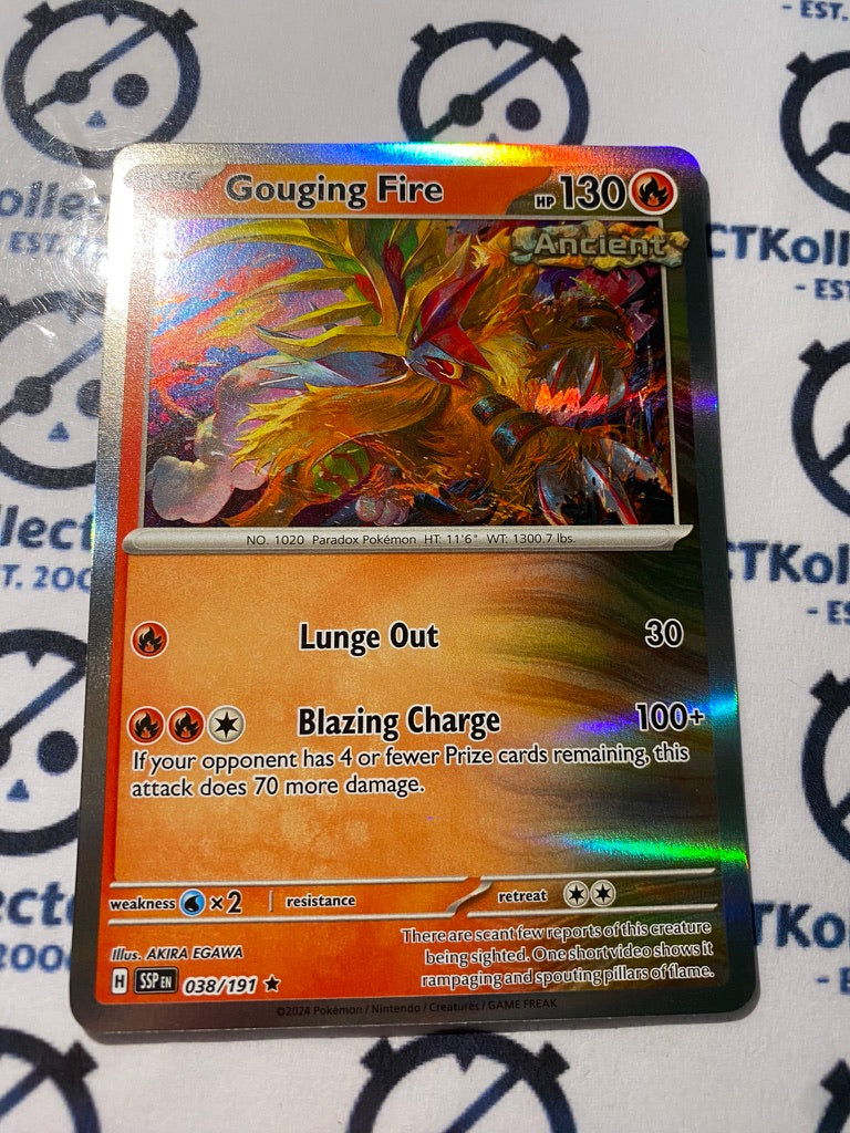 Gouging Fire Holo Rare #038/191 Surging Sparks Pokmon TCG 2024 Gouging Fire Holo Rare #038/191 Surging Sparks Pokmon TCG 2024