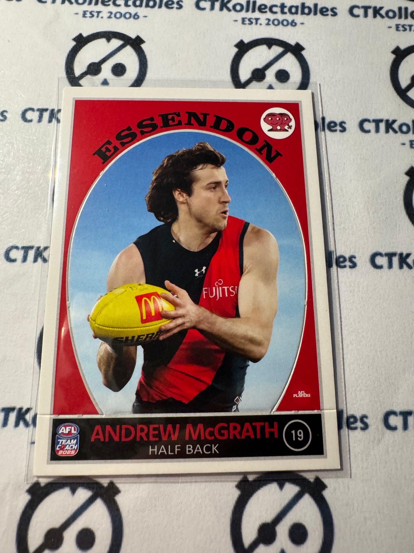 2025 AFL Teamcoach Andrew McGrath Scanlens die cut #19 Bombers