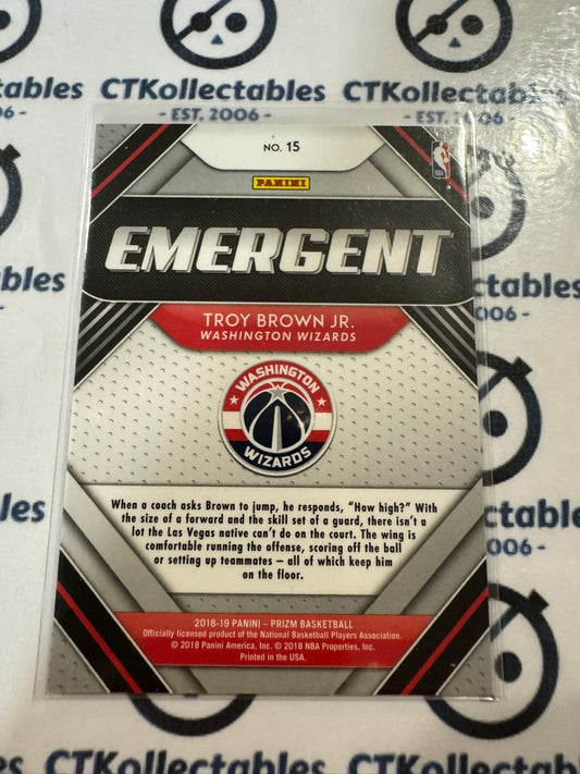 2018-19 NBA Panini Prizm Troy Brown Jr. Emergent #15 Wizards