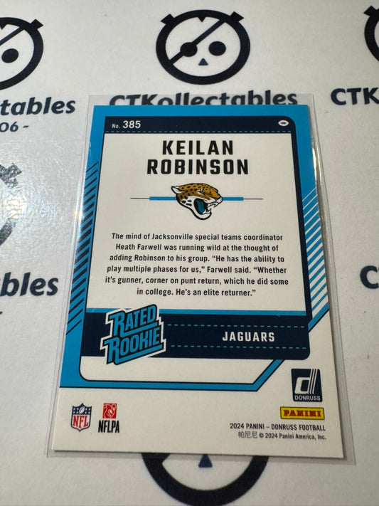 2024 NFL Panini Donruss Rated rookie #385 Keilan Robinson Jaguars