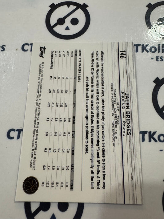 2024/25 Topps NBA Chrome Jalen Bridges Rookie Base #146 Suns