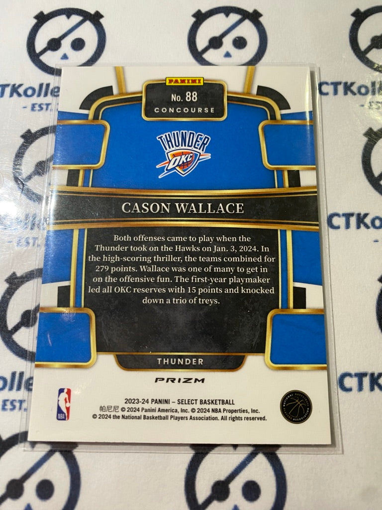 2023-24 Panini NBA Select Cason Wallce Blue holo Prizm Concourse #88 OKC
