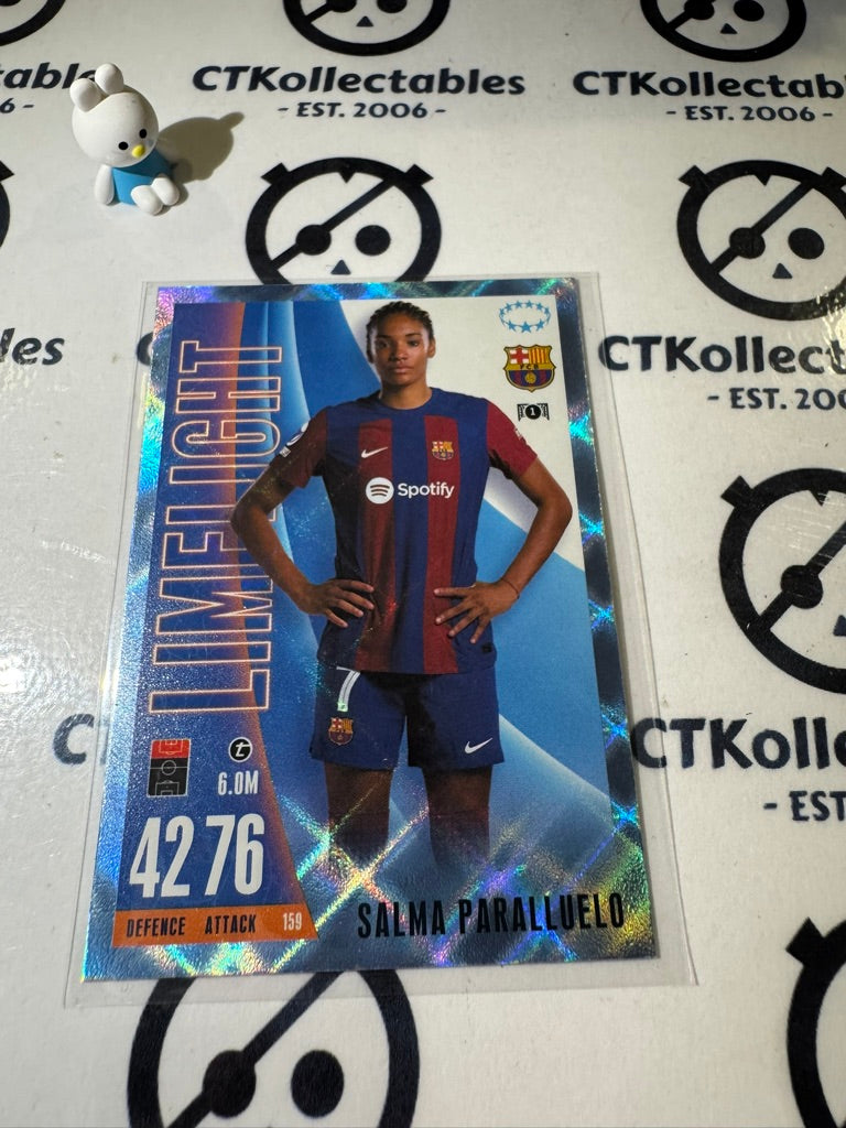 2023-24 TOPPS MATCH ATTAX SALMA PARALLUELO LIMELIGHT CRYSTAL BLUE #159