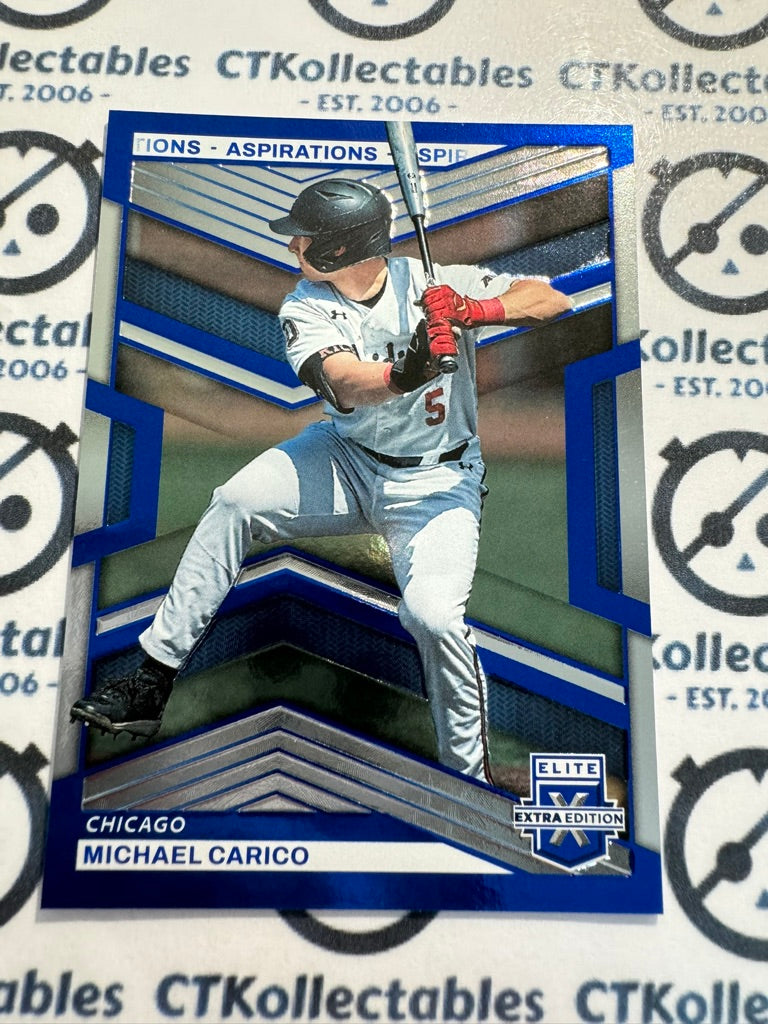 2023 Panini Baseball Elite Extra Michael Carico Aspirations Blue #140/349