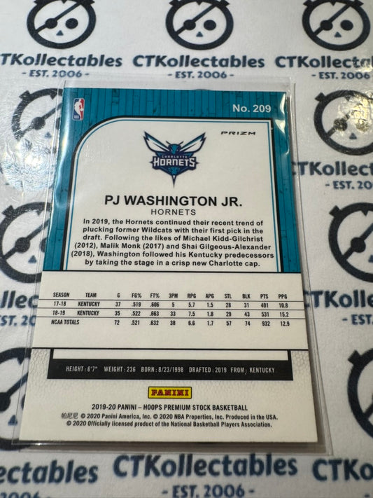 2019-20 NBA Panini Hoops Premium Pj Washington Jr Rc Mojo Prizm #209 Hornets