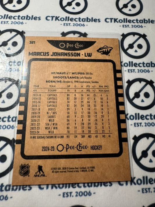 2024-25 O-Pee-Chee Hockey RETRO #321 Marcus Johansson Minnesota Wild