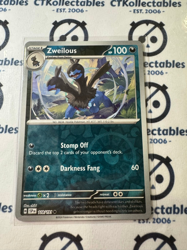 Zweilous Reverse Holo #118/191 Surging Sparks Pokémon TCG 2024