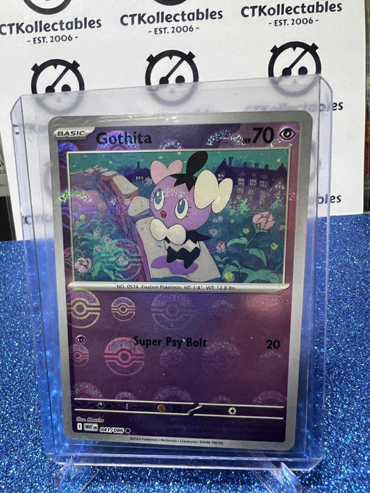 GOTHITA POKE BALL REVERSE HOLO SCARLET & VIOLET WHITE FLARE #041/086 POKEMON