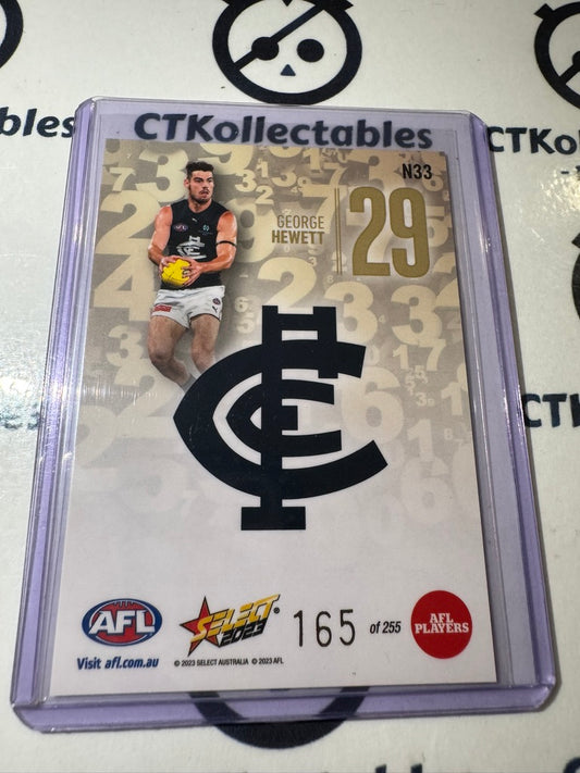 2023 AFL Footy Stars NUMBERS George Hewett N33 #165/255 Blues