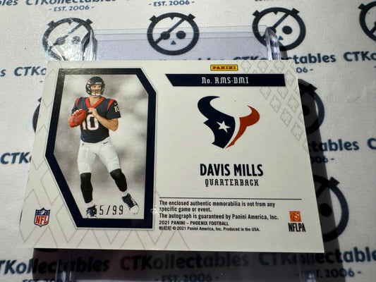 2021 NFL Panini Phoenix Davis Mills Rising Rookie Bronze RPA Glove Relic #55/99