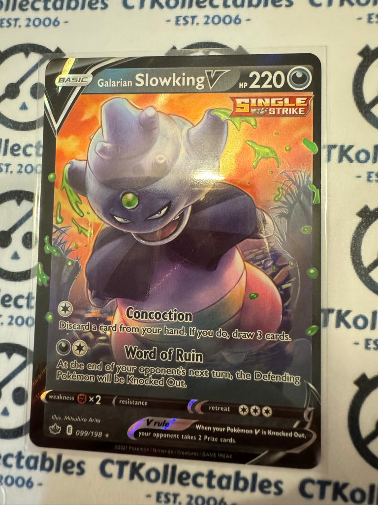 Galarian Slowking V Ultra Rare #099/198 Pokemon Card Chilling Reign