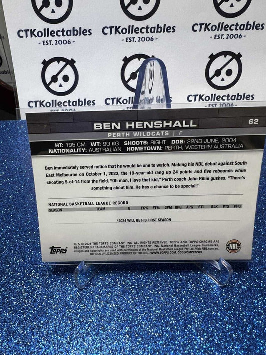 2023-24 Topps Chrome NBL Rookie #62 Ben Henshall, Perth Wildcats