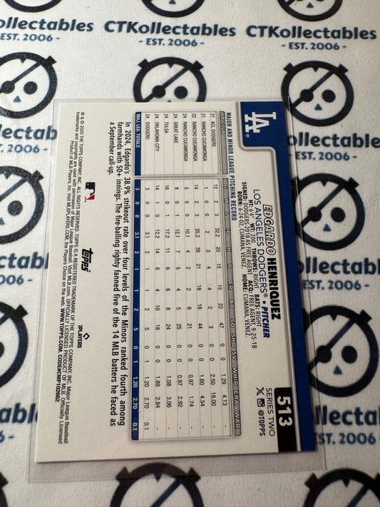 2025 Topps Series 2 Baseball #513 Edgardo Henriquez Los Angeles Dodgers RC