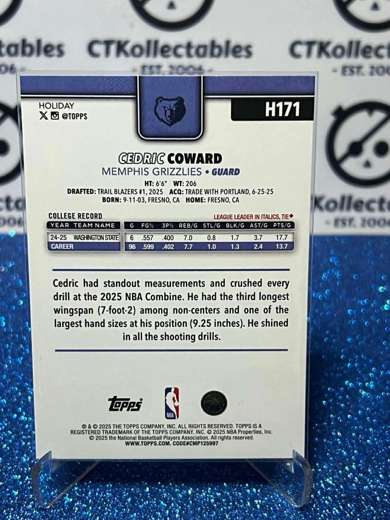 2025-26 Topps Holiday NBA #H171 Cedric Coward Memphis Grizzlies RC