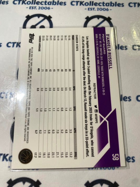 2023/24 Topps NBA Chrome D'Angelo Russell Silver Refractor #58 Lakers