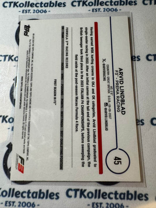 2024 Topps Chrome F3 Arvid Lindbad Black white Raywave future Stars #45