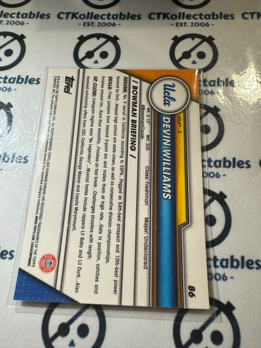 2023/24 Bowman Chrome University Devin Williams #86 Pink Refractor