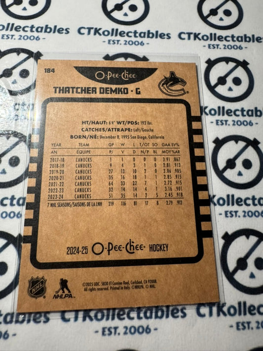 2024-25 O-Pee-Chee Hockey RETRO #184 Thatcher Demko Vancouver Canucks
