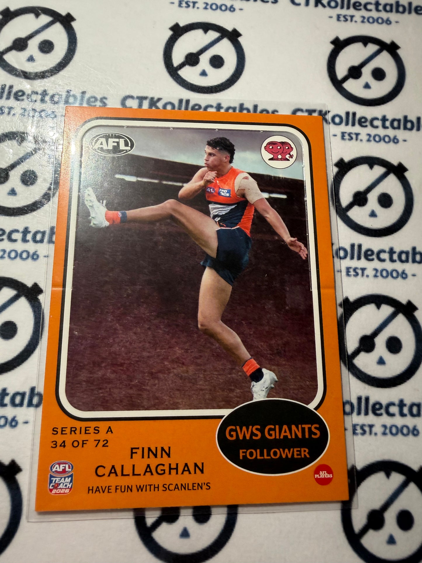 2026 Teamcoach AFL Scanlens Die-Cut Finn Callaghan 34 of 72 Giants