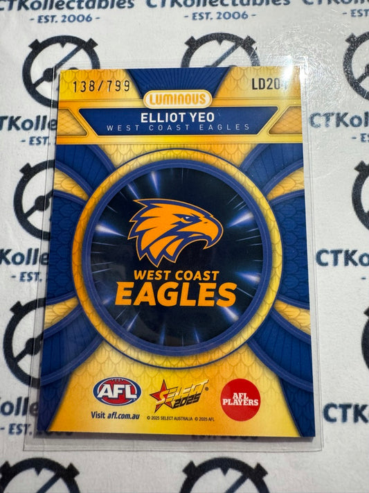 2025 AFL Footy Stars Luminous Elliot Yeo Dragon Scales #138/799 Eagles