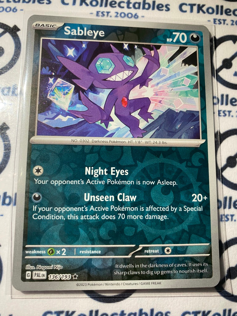 Sableye Reverse Holo #136/193 2023 Paldea Evolved Pokemon Card