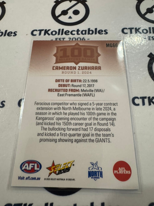 2025 AFL Footy Stars Milestone Cameron Zurhaar MG66 Kangaroos