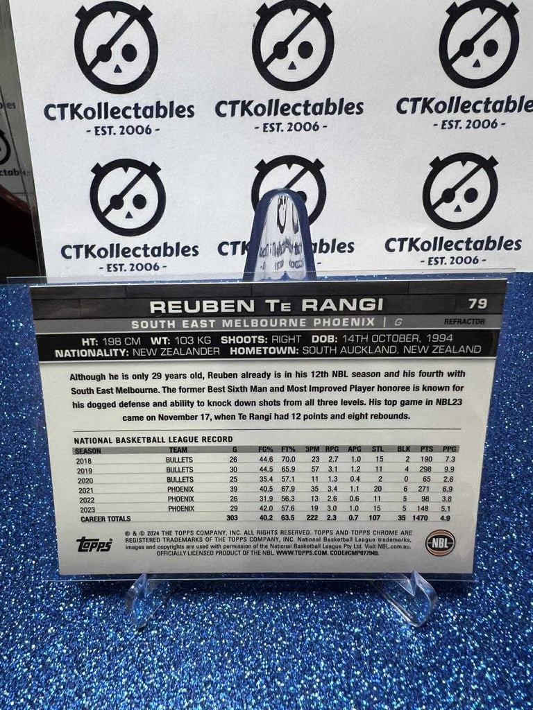 2023-24 Topps Chrome NBL Refractor #79 Reuben Te Rangi Phoenix