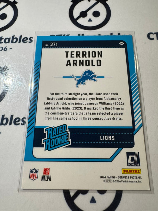 2024 NFL Panini Donruss Rated rookie #371 Terrion Arnold Lions