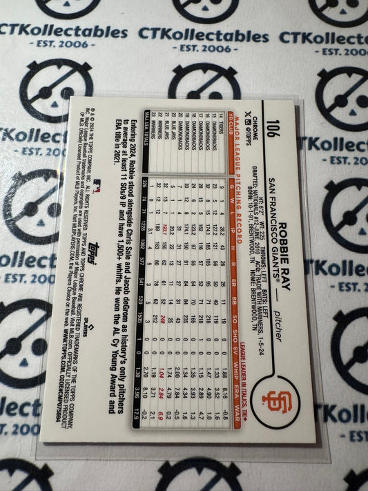 2024 Topps Chrome Baseball Robbie Ray X-Fractor #106 Giants