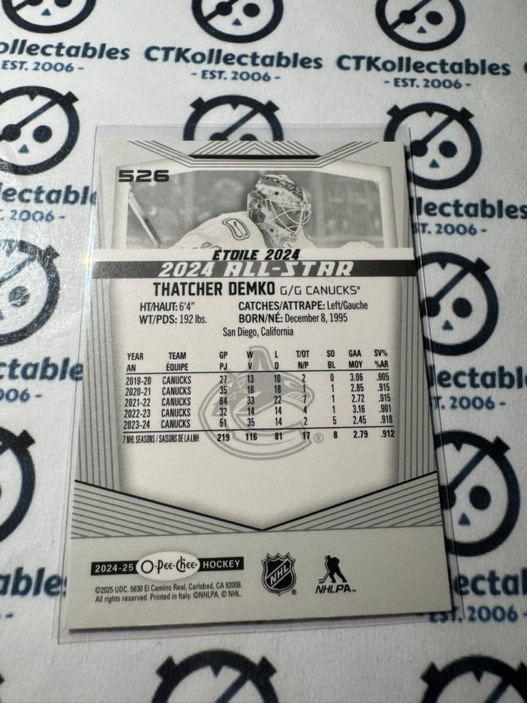 2024-25 O-Pee-Chee Hockey ALL STAR #526 Thatcher Demko Vancouver Canucks