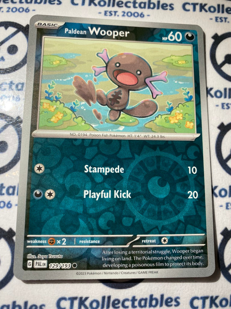 paldean wooper pokemon card Paldean Wooper Reverse Holo #129/193 2023 Paldea Evolved Pokemon Card – CTKollectables