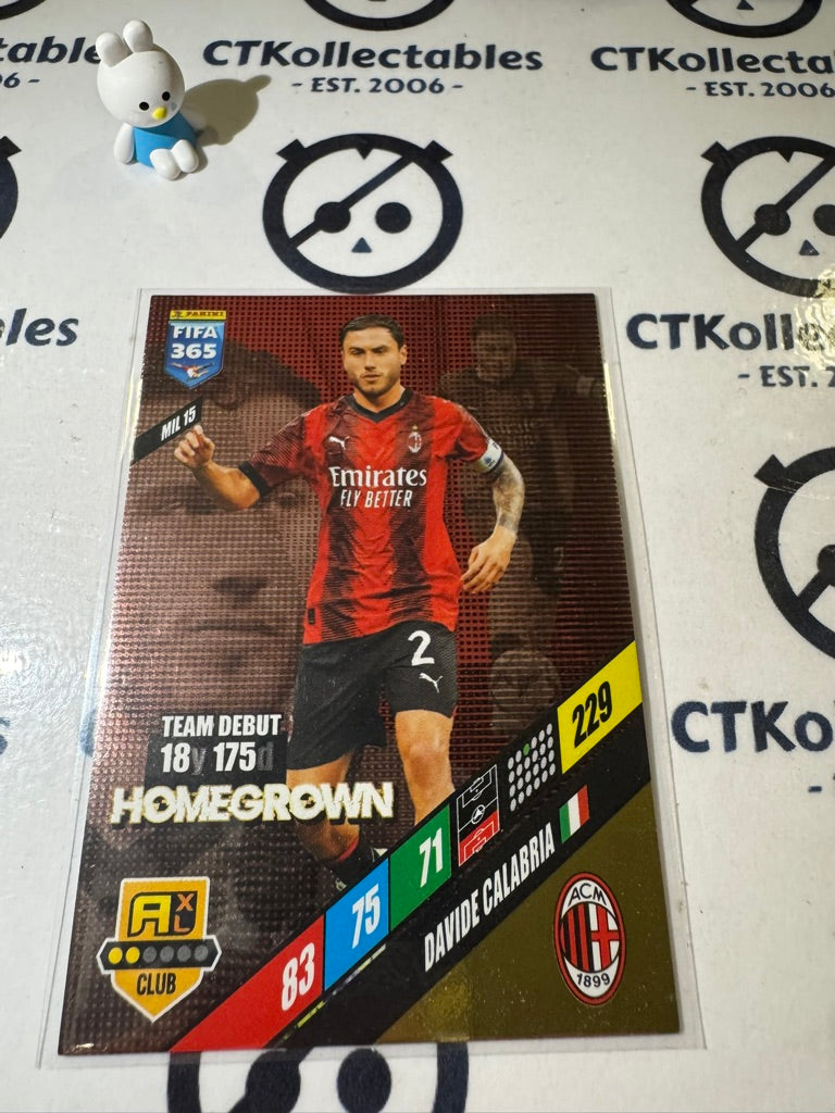 2024 PANINI ADRENALIN XL FIFA 365 DAVIDE CALABRIA GOLD HOMEGROWN #MIL 15