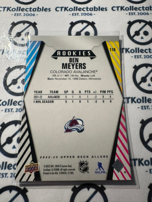 2022-23 Upper Deck NHL Allure Ben Meyers Rookies Rc #116 Avalanche