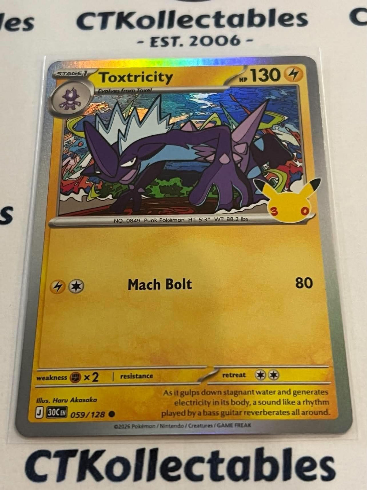 Toxtricity 059/128 Holo Foil ENG 30th Anniversary Celebration Pokemon TCG