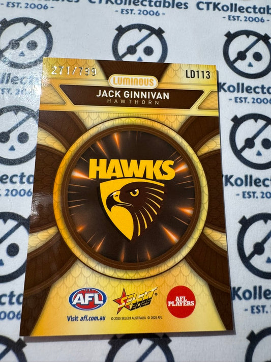 2025 AFL Footy Stars Luminous Jack Ginnivan Dragon Scales #271/799 Hawks