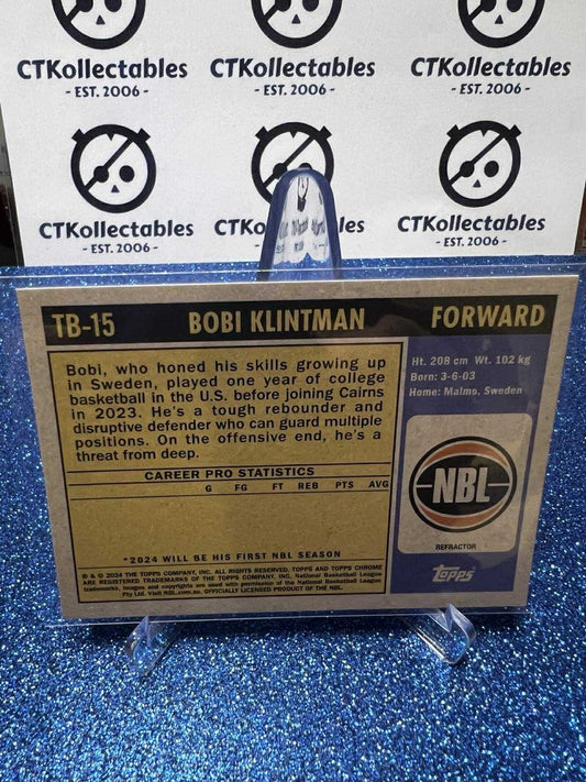 2023-24 Topps Chrome NBL retro 1971 rookie refractor TB-15 Bobi Klintman Taipans