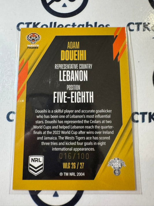 2024 TLA NRL Traders World In League - Gold Adam Doueihi #016/100 Tigers