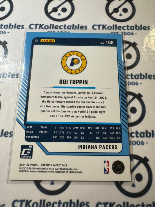 2024-25 NBA Panini Donruss Obi Toppin Green Laser #168 Pacers