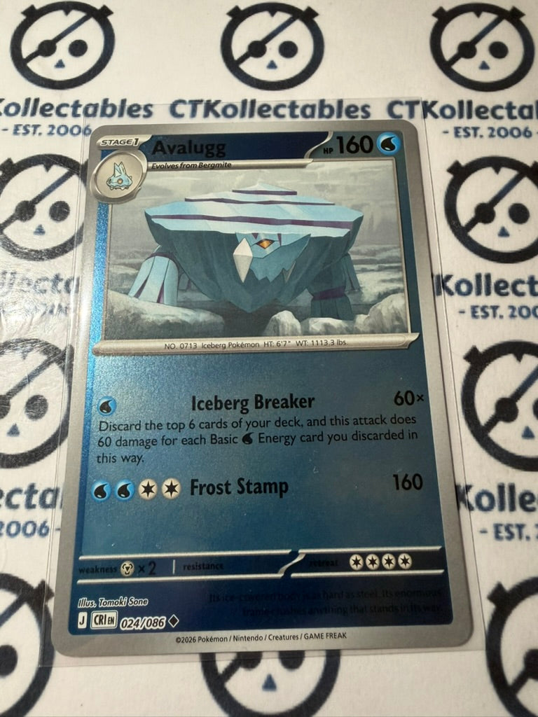 Avalugg Reverse Holo Mega Evolution Chaos Rising #024/086 Pokemon