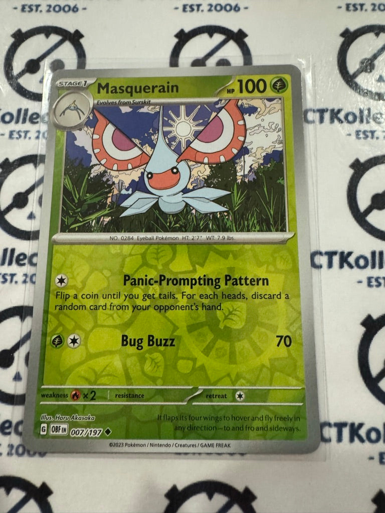 Masquerain Reverse Holo #007/197 2023 Obsidian Flames Pokemon Card