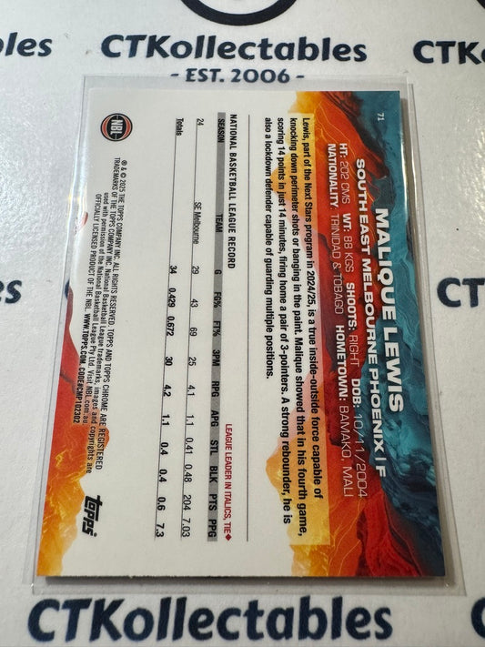 2024-25 Topps NBL Chrome MALIQUE LEWIS rookie card #71 RC