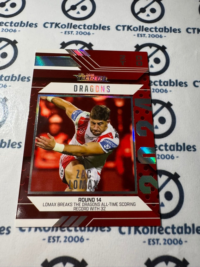2025 NRL Traders Season To Remember SR 40 / 51 DRAGONS ZAC LOMAX