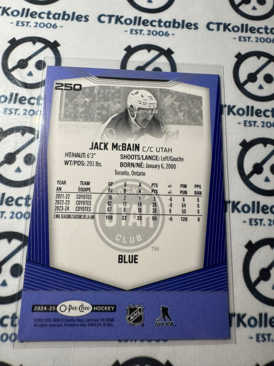 2024-25 O-Pee-Chee Hockey BLUE BORDER #250 Jack McBain Utah Hockey Club