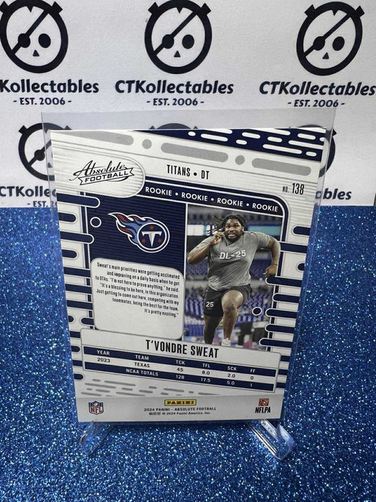 2024 NFL Panini Absolute Rookie RC #138 T’Vondre Sweat Tennessee Titans